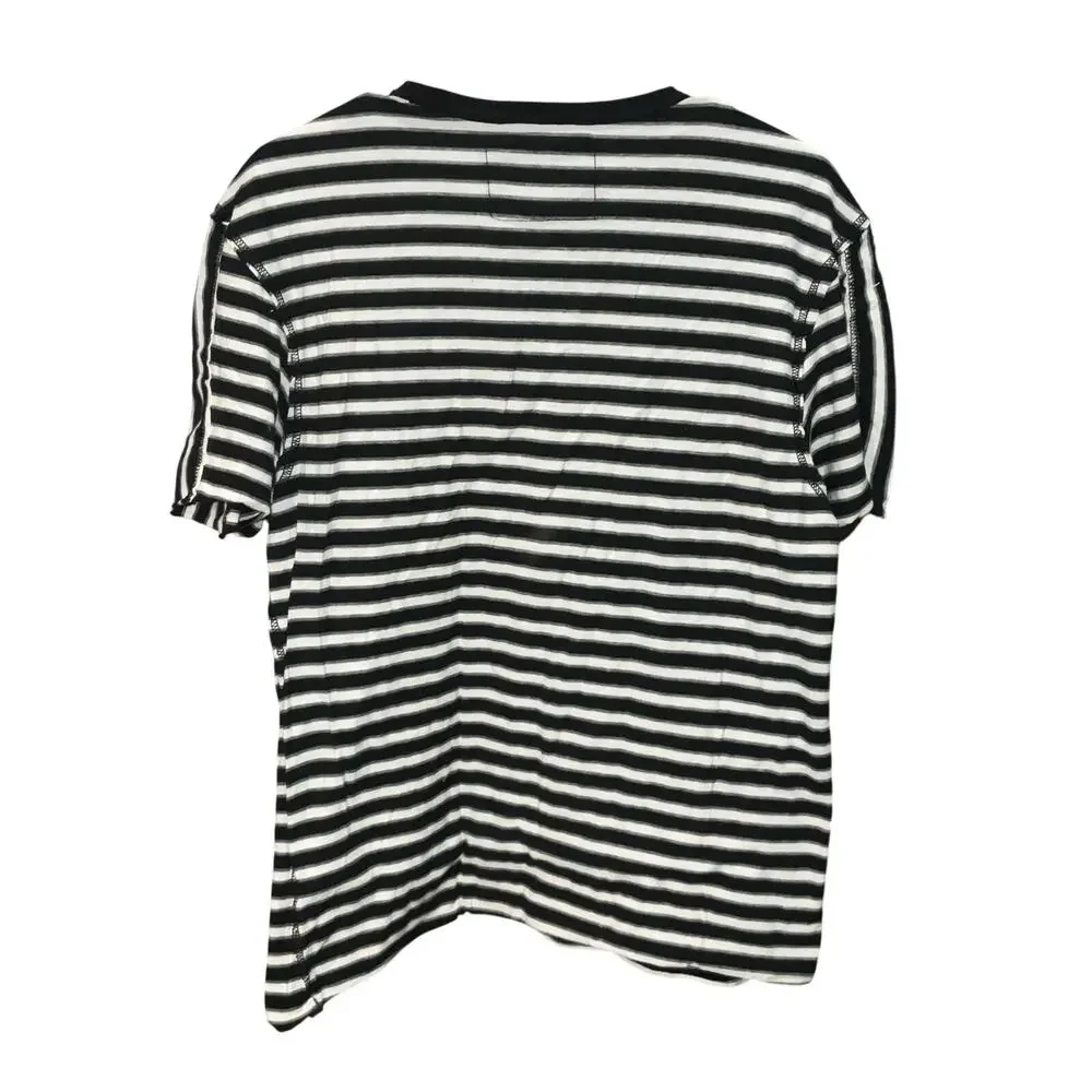 True Religion Black And White Stripe Crewneck Short Sleeve Shirt Size M